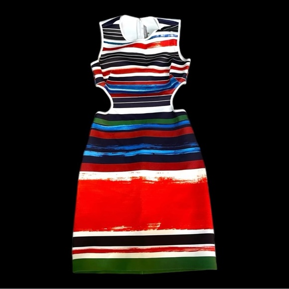 Clover Canyon Painted Horizon Stripe Cutout Neoprene Dress L $295 - Picture 1 of 6